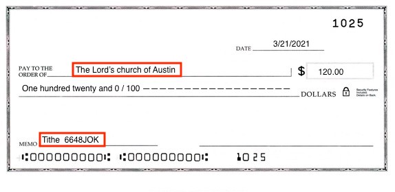 offering check sample